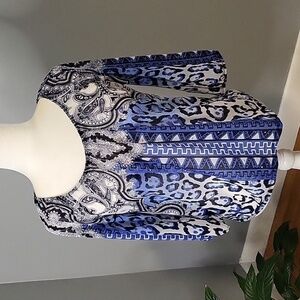 INC Pullover Elastic Neck 3/4 Sleeve Studded Stretchy Sheer Blouse - Size XS